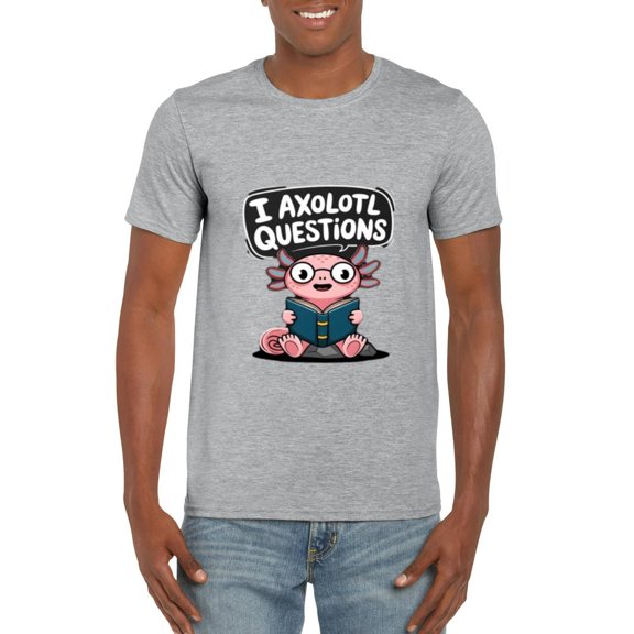 Funny I Axolotl Questions Graphic Kids Pun Salamander T-Shirt, for men & women, up to size 5XL