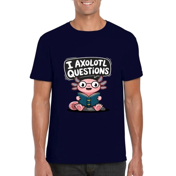 Funny I Axolotl Questions Graphic Kids Pun Salamander T-Shirt, for men & women, up to size 5XL