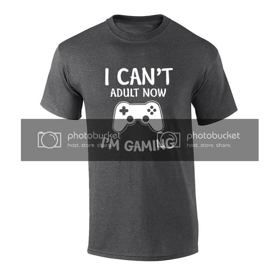 Funny I Cant Adult Now I'm Gaming Graphic Short Sleeve T-shirt-Heather Grey-6xl
