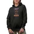 thumbnail image 1 of Funny I Do It for the Pizza, Retro Gym or Work Out Quote Art Merch Gift, Black Hooded Sweatshirt or Hoodie, Small, 1 of 5