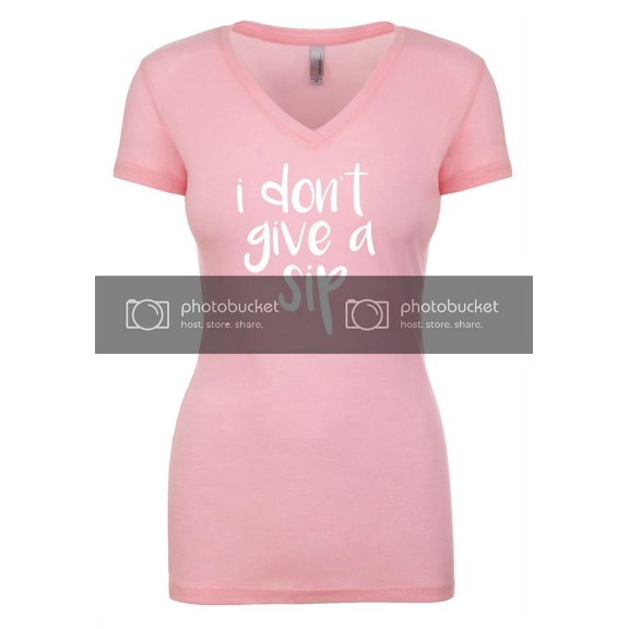 Funny I Don't Give A Sip Ladies Perfect Sporty V-Neck Short Sleeve T-shirt-Light Pink-XXL