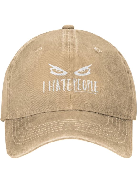 Funny I Hate People Hat for Men Women Fun Camping Gift Camp Baseball Cap Black Sarcastic Fitted Snapback Hat