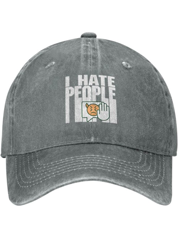 Funny I Hate People Hat for Men Women Fun Camping Gift Camp Baseball Cap Black Sarcastic Fitted Snapback Hat
