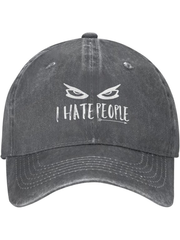 Funny I Hate People Hat for Men Women Fun Camping Gift Camp Baseball Cap Black Sarcastic Fitted Snapback Hat