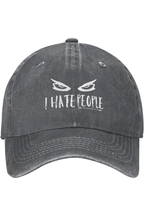 Funny I Hate People Hat for Men Women Fun Camping Gift Camp Baseball Cap Black Sarcastic Fitted Snapback Hat