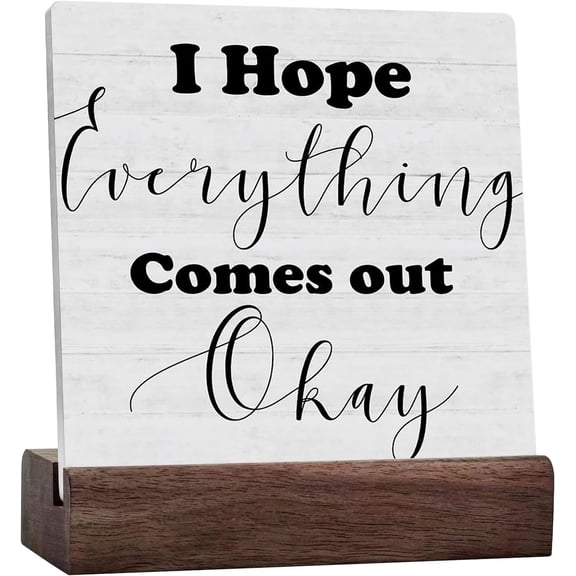Funny I Hope Everything Comes Out Okay Bathroom Sign, Home Bathroom Decor For Shelves, Humor Guest Half Bathroom Decorations Ceramic Shelf Toilet Restroom Wall Decor