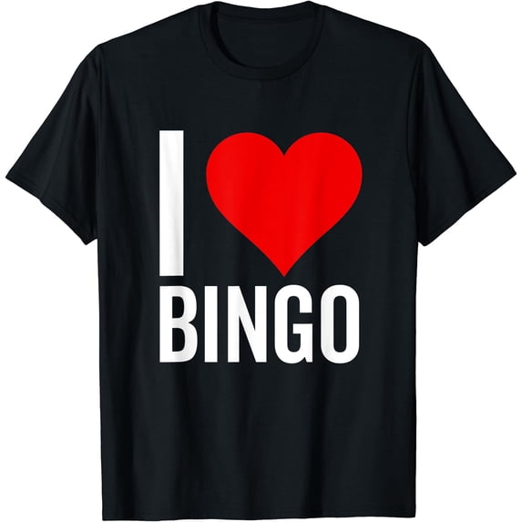 Funny I Love Bingo Heart Graphic T-Shirt for Game Lover Grandmother Mother Gift