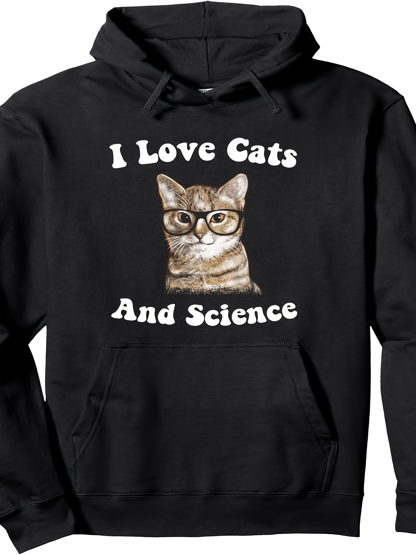 Funny I Love Cats & Science Hoodie - Cozy Fleece-like Texture ...