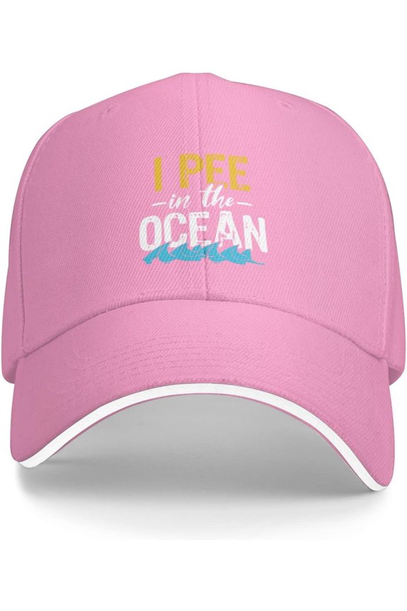Funny I Pee in The Ocean Trucker Hat Fun Summer Baseball Cap Black Snapback Dad Hat