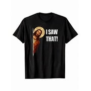 Funny "I Saw That" Jesus T-Shirt, Humorous Peeking Jesus Graphic T-Shirt, Casual Christian Meme T-Shirt