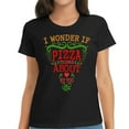 thumbnail image 1 of Funny I Wonder If Pizza Thinks About Me T-Shirt, 1 of 5