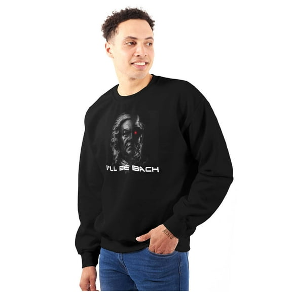 Funny I'll Be Back Bach Music Pun Men's Crewneck Sweatshirt Brisco Brands S