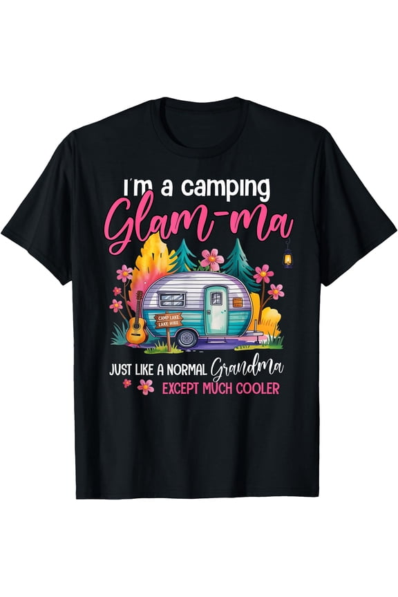 Funny I'm A Camping Glam-ma Camper Campfire Camping Grandma T-Shirt
