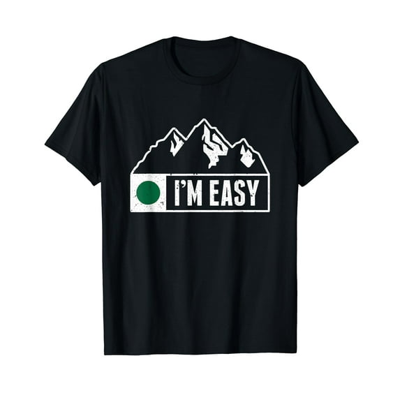Funny I'm Easy Snowboard Ski Run Green Circle Mountain Sign T-Shirt