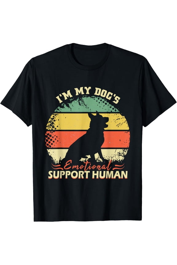 Funny I'm My dog's Emotional Support Human Vintage Dog Lover T-ShirtMen's and women's gift, black and white T-shirt, size: Extra large S-4XL