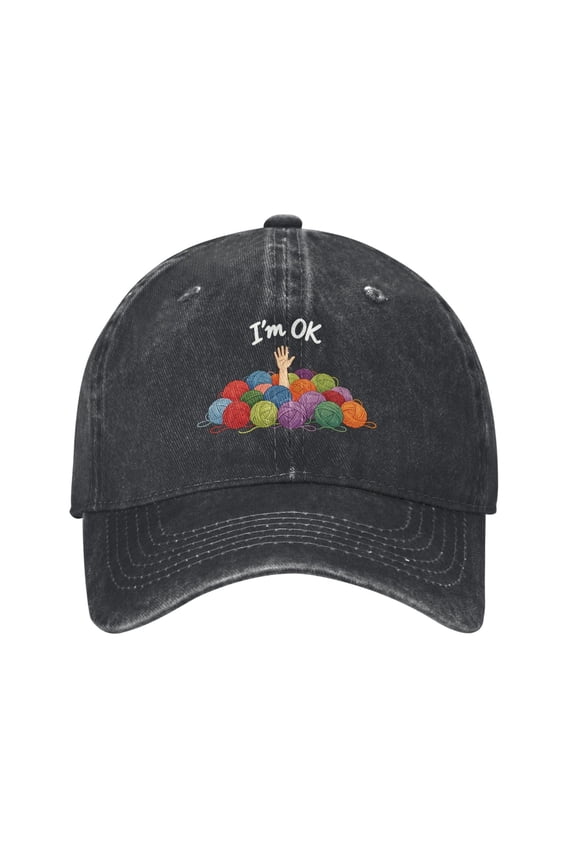 Funny I'm OK Emotional Baseball Cap Denim Adjustable I'm OK Emotional Hats Gifts for Women Men Adults