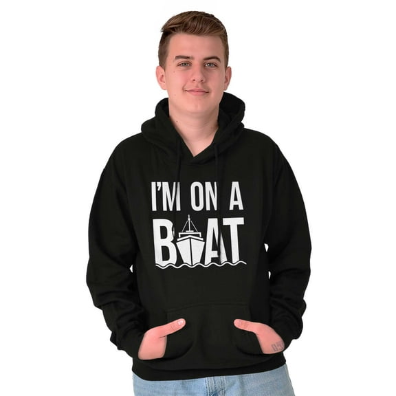 Funny I'm On a Boat Fishing Joke Unisex Plus Fleece Graphic Hoodie Brisco Brands 2X