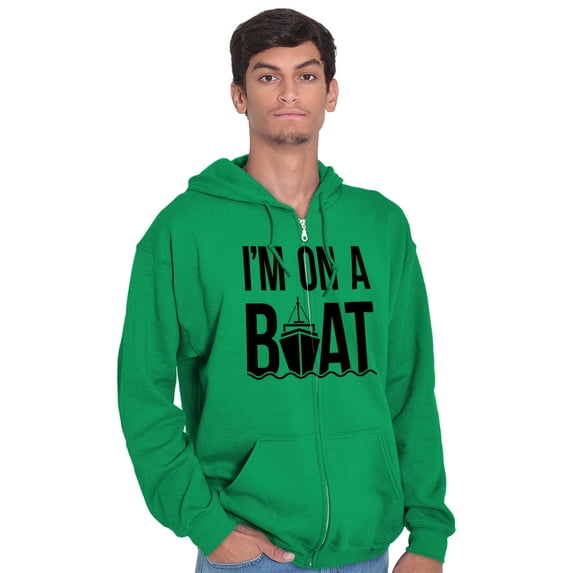 Funny I'm On a Boat Fishing Joke Zip Up Hoodie Men's Women's Brisco Brands X