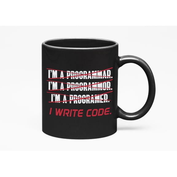 Funny I'm a Programmer, I Write Code, Black 11oz Ceramic Mug