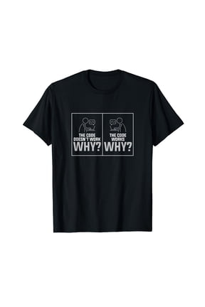Funny IT Tech Computer Programmer Shirt Code Doesn't Work Why? T-Shirt