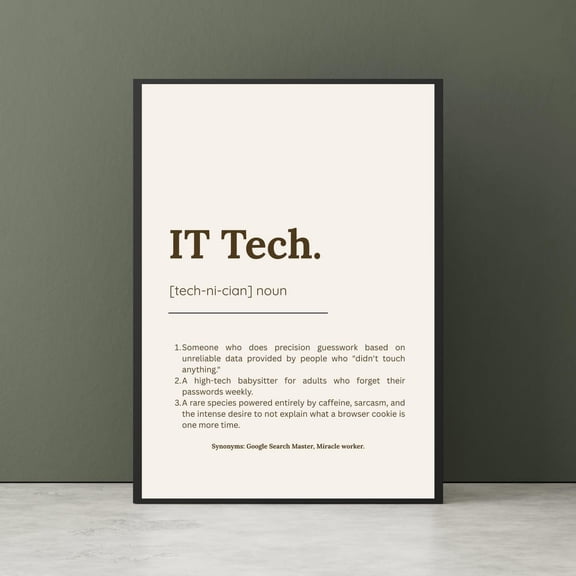 Funny IT Tech Definition Print, Computer Science, Office Wall Art, Poster Only