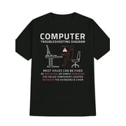 Funny IT Tech Support Computer Troubleshooting Diagram Humor Graphic T-Shirt Retro Geek Nerd Programmer Mens Short Sleeve Tee