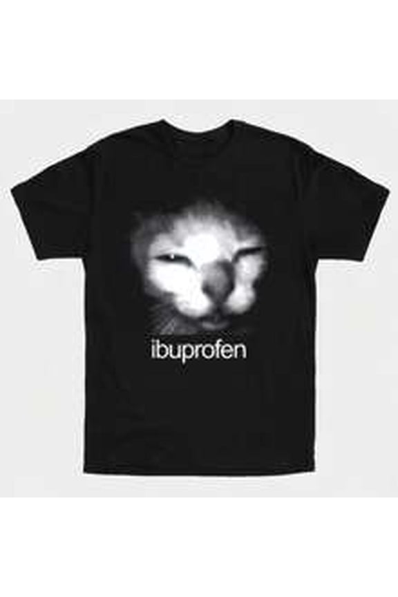 Funny Ibuprofen Cat Meme Retro Ugly Cat Face Absurd Internet Humor Design T-Shirt 100% Cotton Unisex T-Shirt - Premium Casual And Comfortable Fit