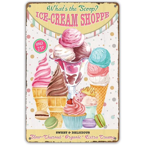 Funny Ice Cream Metal Tin Sign Wall Decor Sweet and Delicious Retro Sign for Home Decor Gifts