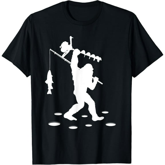 Funny Ice Fishing Bigfoot Drilling Auger Kids Men Women Unisex T-Shirt