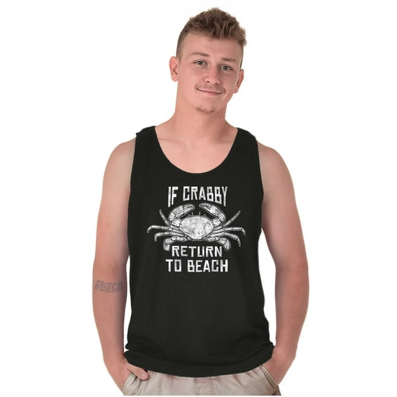 Funny If Crabby Return to Beach Joke Plus Size Graphic Tank Top Brisco Brands 3X