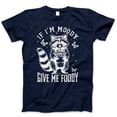 thumbnail image 1 of Funny 'If I'm Moody Give Me Foody' Raccoon Graphic T-Shirt - White Cute Animal Tee, Humor Food Lover Shirt, Unisex Casual Wear, Trendy Streetwear, 1 of 7