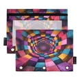 thumbnail image 1 of Funny Illusion Geometric Falling Sensation 2 Pack Pencil Pouch for 3 Ring Binder Smooth Zipper Folders with Pockets Clear Window Pencil Case, 1 of 6