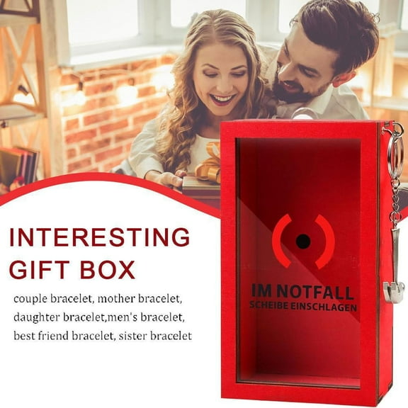 Funny In Case of Emergency Break Glass Box, Personalized Prank Gift for Birthdays & Holidays, Unique Office Desk Decor Display (Red)