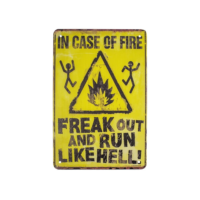 Funny Metal In Case Fire Freak Out Run Like Hell Warning Wall Sign Novelty Decor Funny Metal In Case Fire Freak Out Run Like Hell Warning Wall Sign Novelty Decor