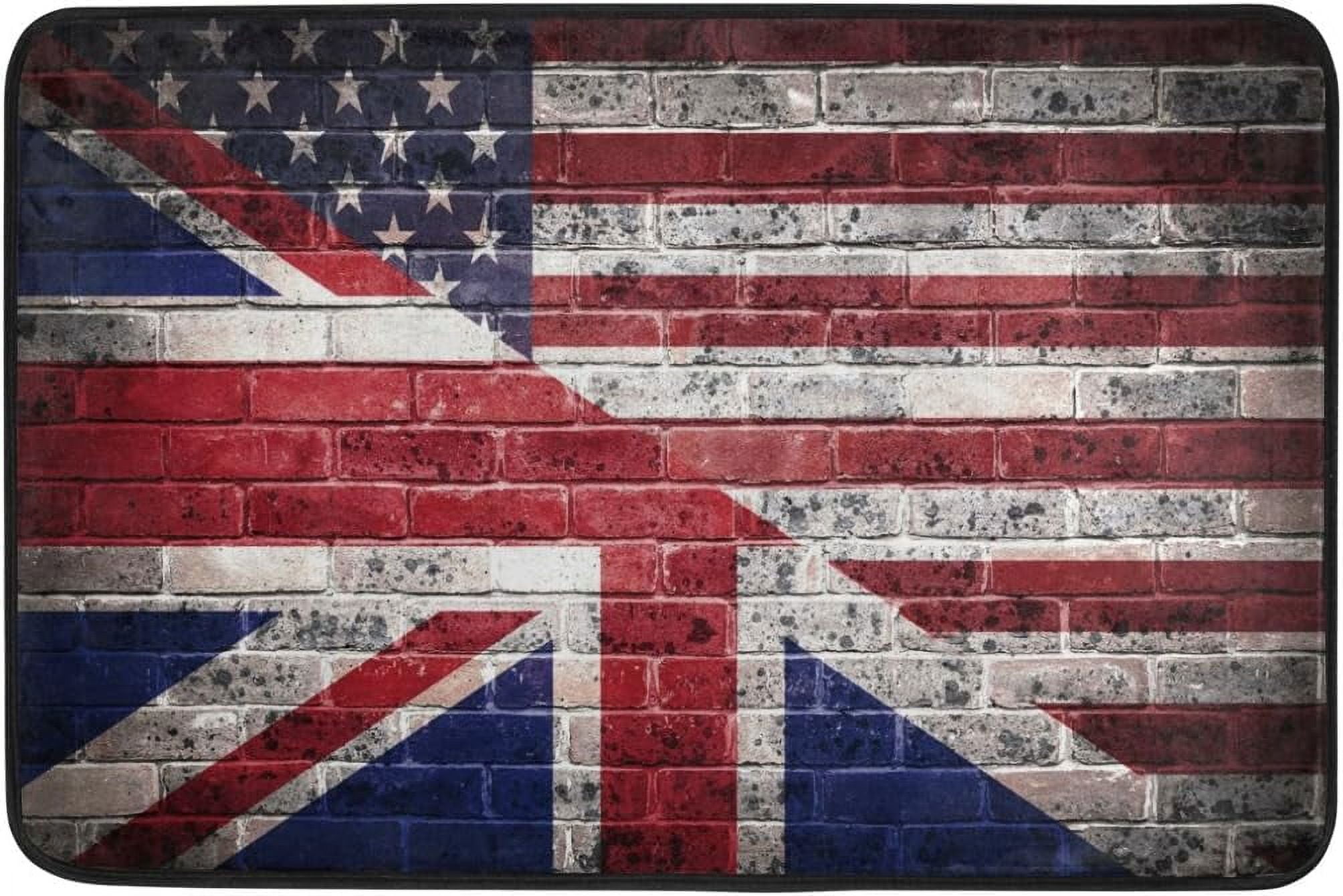 Funny Indoor Doormat,Retro American Flag British Flag Doormats
