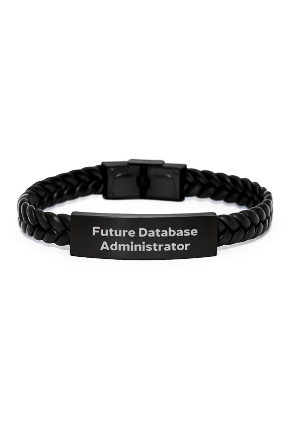 Funny Inspirational Quote for Future Database Administrators Gifts from Men, Unique Interlaced Leather Bracelets for Graduation, 'Embrace the Code' Stainless Steel and PU Leather, 7.87 inches