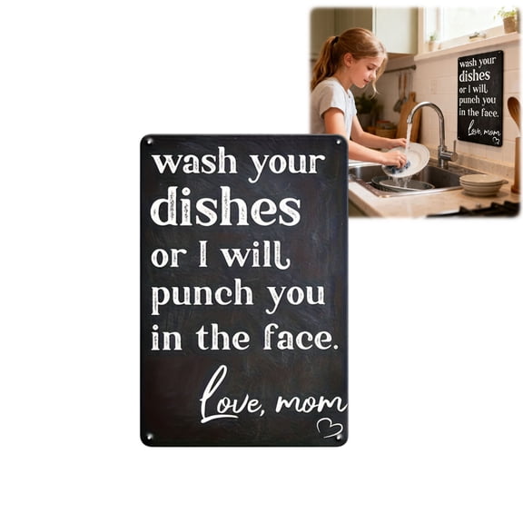 Funny Inspirational Wall Decal 30x20cm Black Metal Sign, Peel & Stick, Kitchen Bar Office Decor, Witty Quote, Easy Install, Great Gift Idea