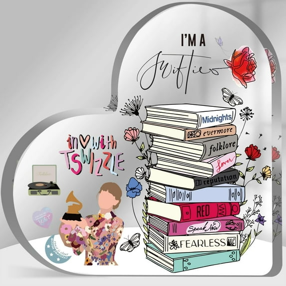 Funny Inspired Gift Music Lover Decor Song Lyrics Gift Desk Decoration Heart Shape Acrylic Gift for Women Fans Friends Girls Sister Friendship Birthday Christmas Gift Ideas 5.9x5.9 Inch