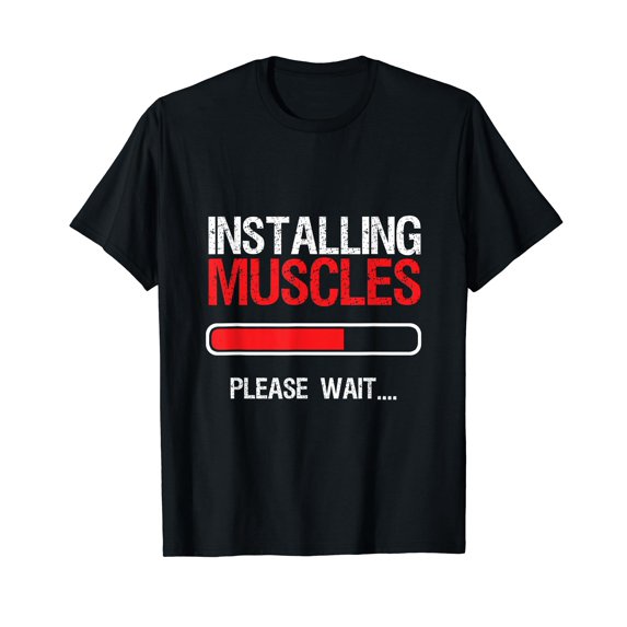 Funny Installing Muscles Graphic T-Shirt for Weightlifting Enthusiasts