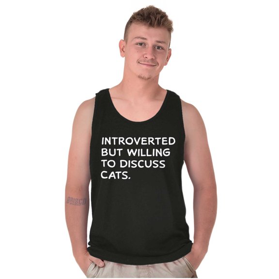 Funny Introverted But Cats Joke Plus Size Graphic Tank Top Brisco Brands 3X
