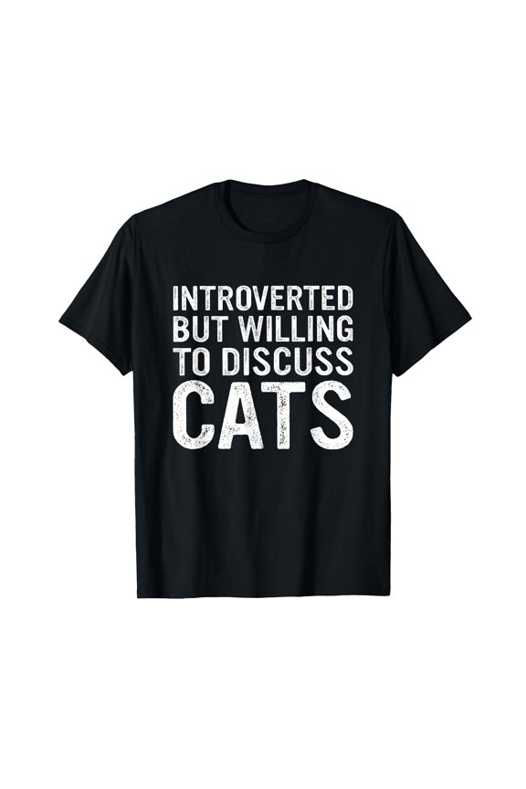 Funny Introverted Cat Lover T-Shirt for Cat Discussions and Humor