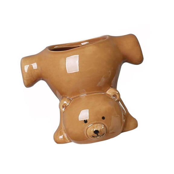 Funny Inverted Bear Pattern Flower Pots Ceramic Materials Multipurpose Plant Container Gardening Decoration