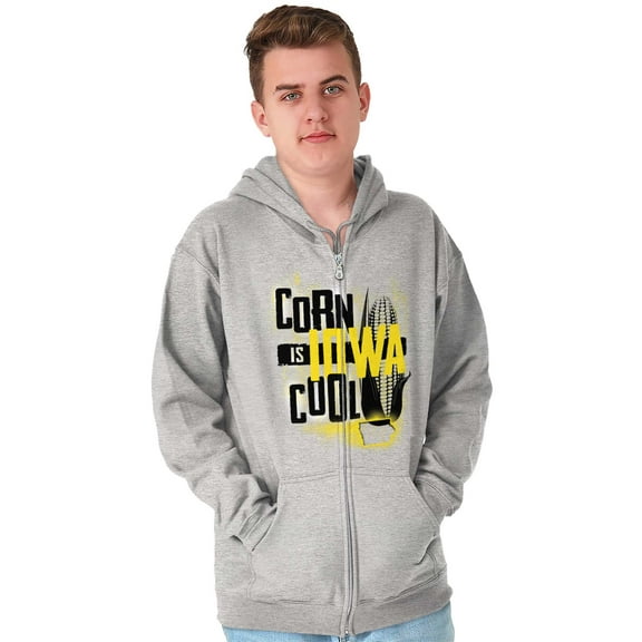 Funny Iowa Pride Corn is Cool IA Zip Up Hoodie Men's Women's Brisco Brands S