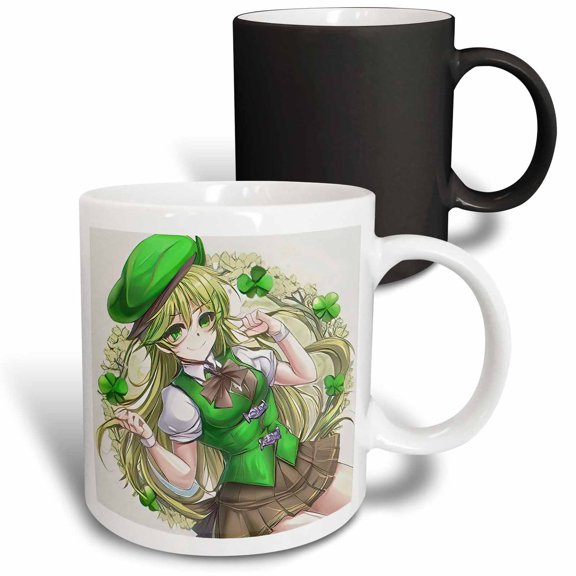 3drose, Funny Irish Girl Elf. the Goddess of Good Luck. Four Leaf Clover Gift, 11oz Magic Transforming Mug