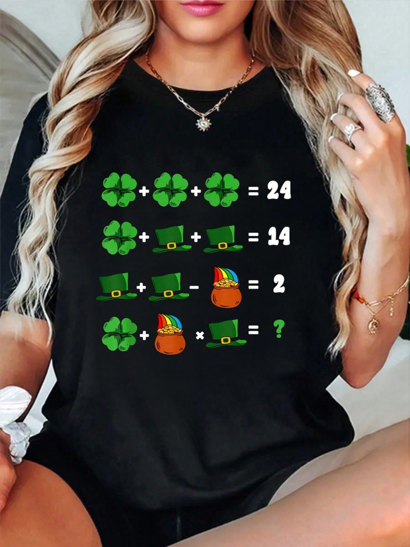 Funny Irish Shamrock Math Equation for Men Women Cotton T-Shirt ...
