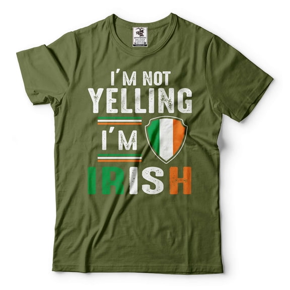 Funny Irish Shirt Ireland Patriotic Tee St Patrick's Day Humorous Shirt Saint Patrick Gifts (3X-Large Military Green)
