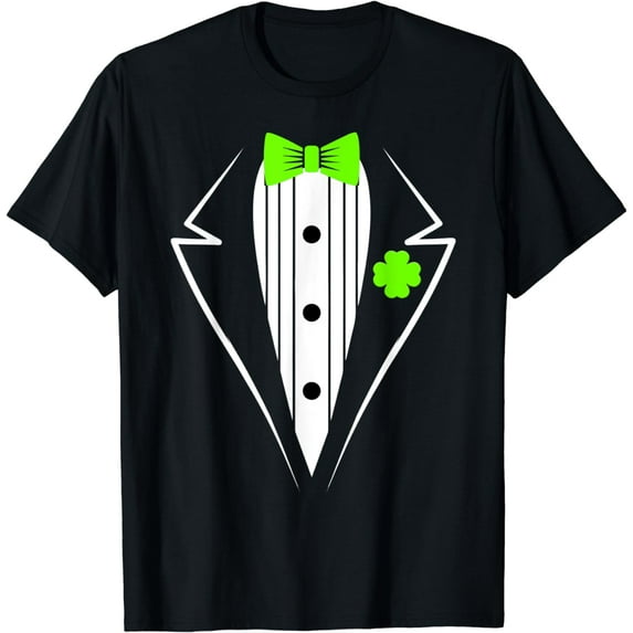 Funny Irish St. Patrick's Day Clover Leprechaun Tuxedo T-Shirt