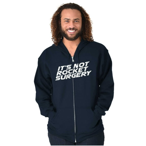 Funny It's Not Rocket Surgery Joke Unisex Fleece Graphic Zip Up Hoodie Brisco Brands 4X