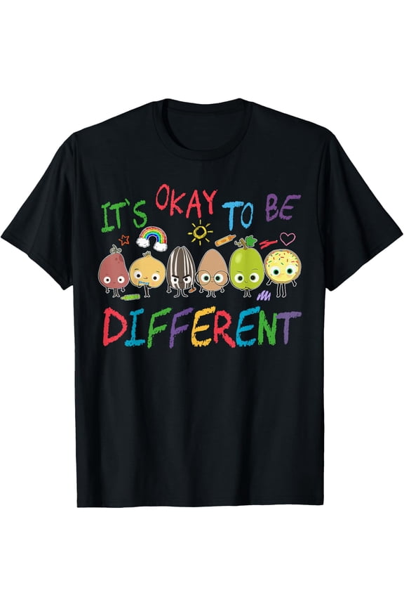 Funny It's Ok to Be Different Apple Teacher Autism Awareness Men Women T-Shirt