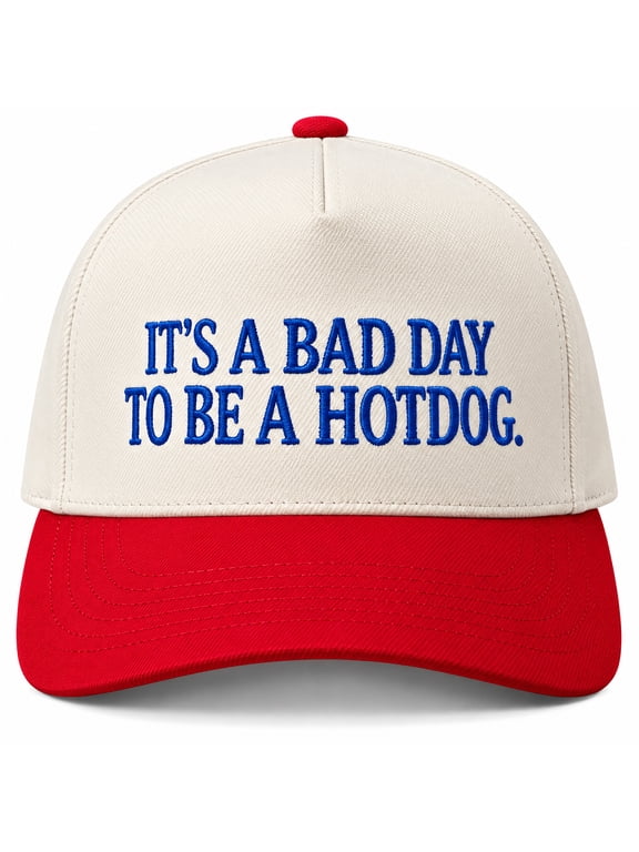 Funny It's a Bad Day to be a Hotdog Embroidered Baseball Cap - Sarcastic Novelty Hat for Men & Women, Adjustable BBQ Party Accessory